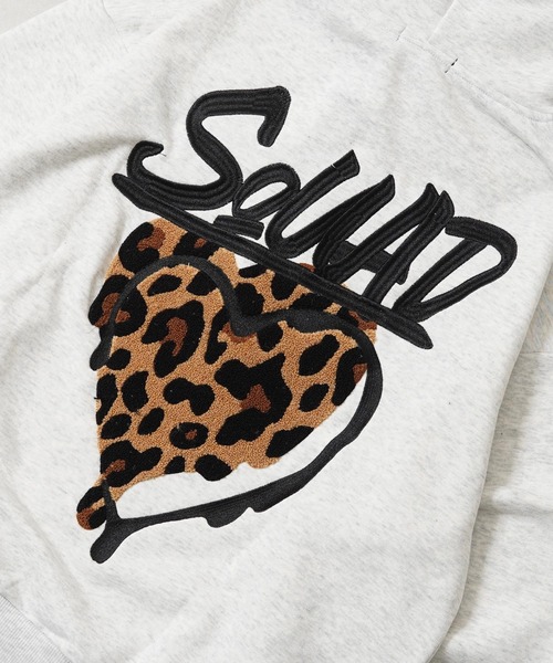 1111clothing(ワンフォークロージング)の「レオパード ハート サガラ刺繍 プルパーカー / Leopard Heart Sagara Embroidery Pullover Hoodie(パーカー・メンズ・ブラック系2/ブラック系1/ホワイト系2/ホワイト系1・M/L)」の16枚目の写真