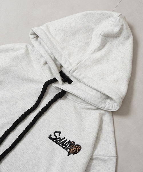 1111clothing(ワンフォークロージング)の「レオパード ハート サガラ刺繍 プルパーカー / Leopard Heart Sagara Embroidery Pullover Hoodie(パーカー・メンズ・ブラック系2/ブラック系1/ホワイト系2/ホワイト系1・M/L)」の19枚目の写真