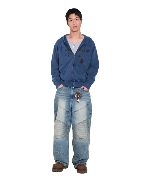 AAKAM(アーカム)の「Pigment Dyed Cross Zip-Up Hoodie (Blue)(パーカー・レディース・その他・1/2)」の8枚目の写真