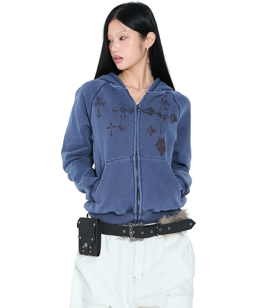 AAKAM(アーカム)の「Pigment Dyed Cross Zip-Up Hoodie (Blue)(パーカー・レディース・その他・1/2)」の9枚目の写真