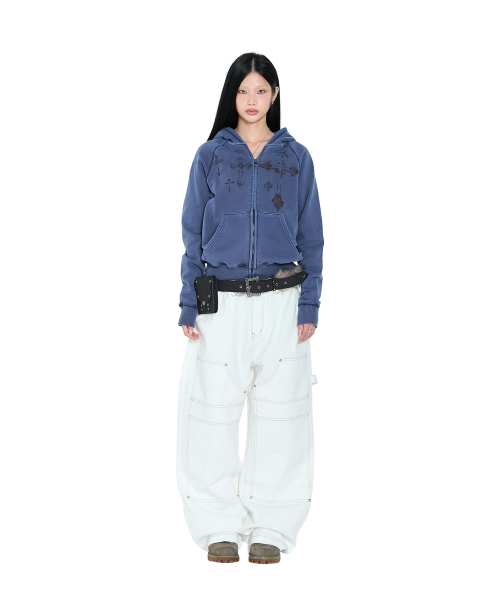 AAKAM(アーカム)の「Pigment Dyed Cross Zip-Up Hoodie (Blue)(パーカー・レディース・その他・1/2)」の10枚目の写真