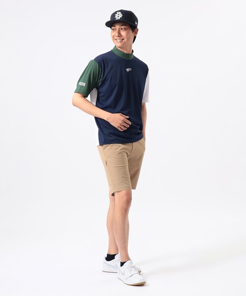 BEAMS GOLF(ビームスゴルフ)の「ORANGE LABEL / クレイジーパターン モックネックシャツ(吸水速乾・UVカット)(シャツ/ブラウス・メンズ・ホワイト/ネイビー・S/XL/M)」の9枚目の写真