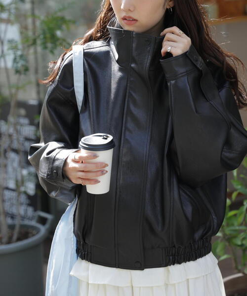 FREE'S MART（フリーズマート）の「◆スタンド合皮ブルゾン（ブルゾン・レディース・ブラック/ブラウン/ベージュ系その他・MEDIUM/SMALL）」の22枚目の写真