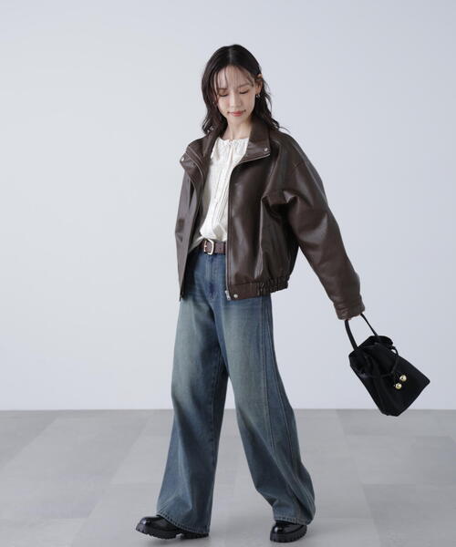 FREE'S MART（フリーズマート）の「◆スタンド合皮ブルゾン（ブルゾン・レディース・ブラック/ブラウン/ベージュ系その他・MEDIUM/SMALL）」の10枚目の写真