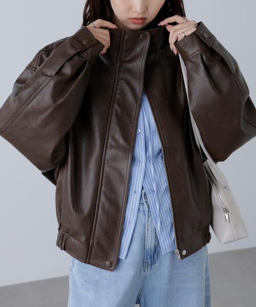 FREE'S MART（フリーズマート）の「◆スタンド合皮ブルゾン（ブルゾン・レディース・ブラック/ブラウン/ベージュ系その他・MEDIUM/SMALL）」の12枚目の写真