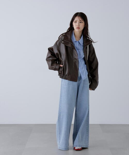 FREE'S MART（フリーズマート）の「◆スタンド合皮ブルゾン（ブルゾン・レディース・ブラック/ブラウン/ベージュ系その他・MEDIUM/SMALL）」の16枚目の写真