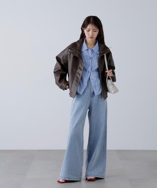 FREE'S MART（フリーズマート）の「◆スタンド合皮ブルゾン（ブルゾン・レディース・ブラック/ブラウン/ベージュ系その他・MEDIUM/SMALL）」の17枚目の写真