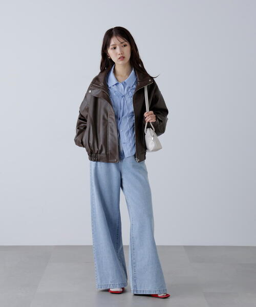 FREE'S MART（フリーズマート）の「◆スタンド合皮ブルゾン（ブルゾン・レディース・ブラック/ブラウン/ベージュ系その他・MEDIUM/SMALL）」の19枚目の写真