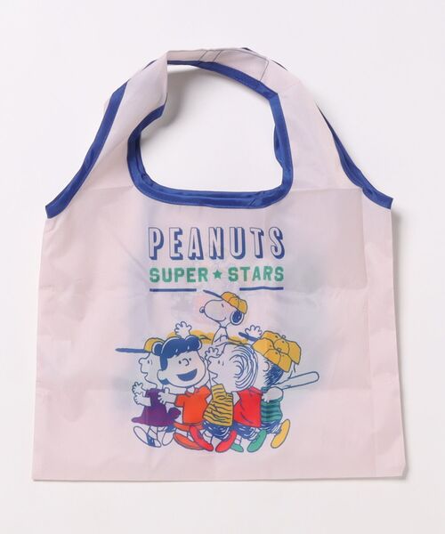 PEANUTS(ピーナッツ)の「【 PEANUTS 】 スヌーピー ミニくるくるショッピングバッグA 26S1(エコバッグ/サブバッグ・レディース・オフホワイト/ライトブルー/カラフル・FREE)」の1枚目の写真