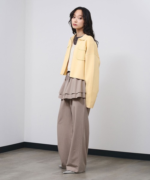 ROSE BUD(ローズバッド)の「LAYERED SKIRT STRIPE PANTS(その他パンツ・レディース・ネイビー/ベージュ・ONE SIZE)」の6枚目の写真