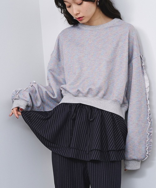 ROSE BUD(ローズバッド)の「LAYERED SKIRT STRIPE PANTS(その他パンツ・レディース・ネイビー/ベージュ・ONE SIZE)」の9枚目の写真