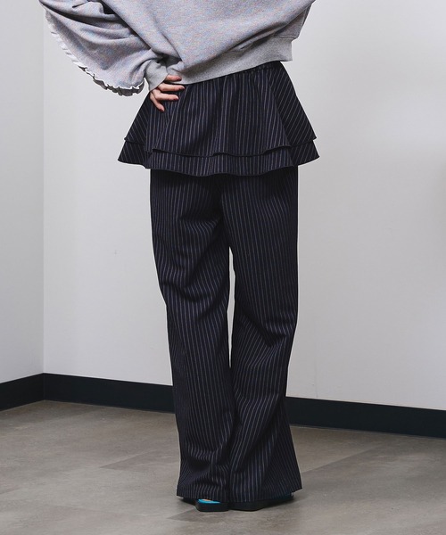 ROSE BUD(ローズバッド)の「LAYERED SKIRT STRIPE PANTS(その他パンツ・レディース・ネイビー/ベージュ・ONE SIZE)」の11枚目の写真