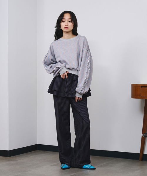 ROSE BUD(ローズバッド)の「LAYERED SKIRT STRIPE PANTS(その他パンツ・レディース・ネイビー/ベージュ・ONE SIZE)」の12枚目の写真