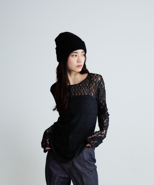 JEANASIS(ジーナシス)の「2WAYスリットレースLS TEE/652649(Tシャツ/カットソー・レディース・ブラック/ホワイト・FREE)」の6枚目の写真