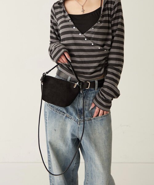 WHO'S WHO gallery(フーズフーギャラリー)の「【WEB限定】2WAYスウェードバッグ(ショルダーバッグ・レディース・ブラウン/イエロー/ブラック・FREE)」の5枚目の写真