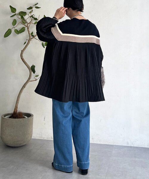 un dix cors（アンディコール）の「ライン入りニット異素材プルオーバー（ニット/セーター・レディース・ベージュ・FREE）」の7枚目の写真