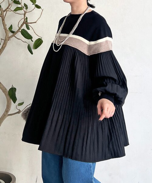 un dix cors（アンディコール）の「ライン入りニット異素材プルオーバー（ニット/セーター・レディース・ベージュ・FREE）」の11枚目の写真