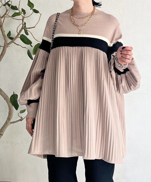 un dix cors（アンディコール）の「ライン入りニット異素材プルオーバー（ニット/セーター・レディース・ベージュ・FREE）」の15枚目の写真