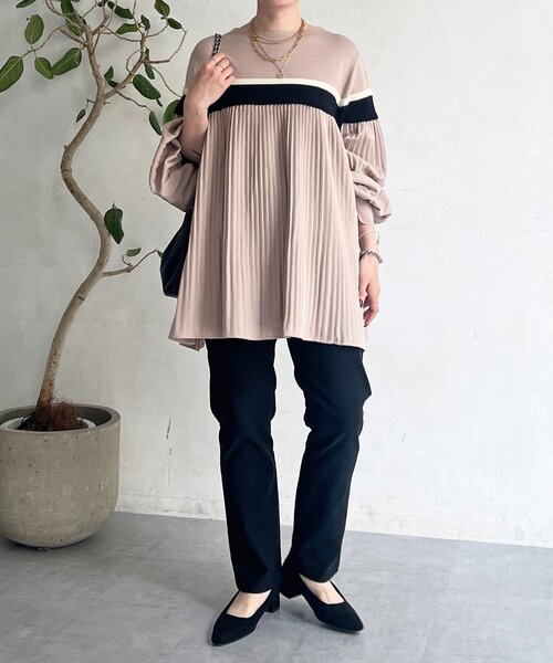 un dix cors（アンディコール）の「ライン入りニット異素材プルオーバー（ニット/セーター・レディース・ベージュ・FREE）」の16枚目の写真