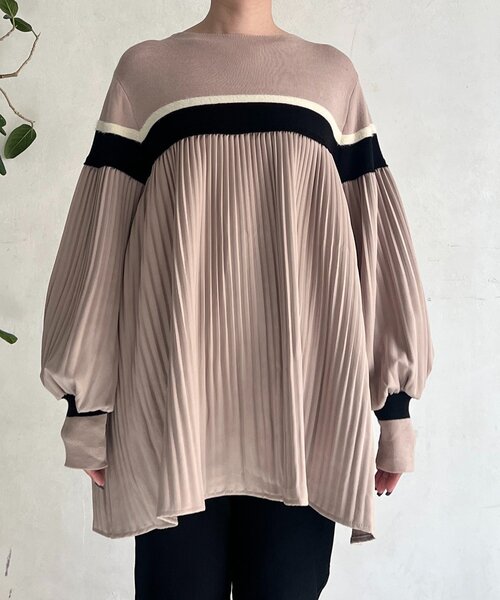 un dix cors（アンディコール）の「ライン入りニット異素材プルオーバー（ニット/セーター・レディース・ベージュ・FREE）」の18枚目の写真