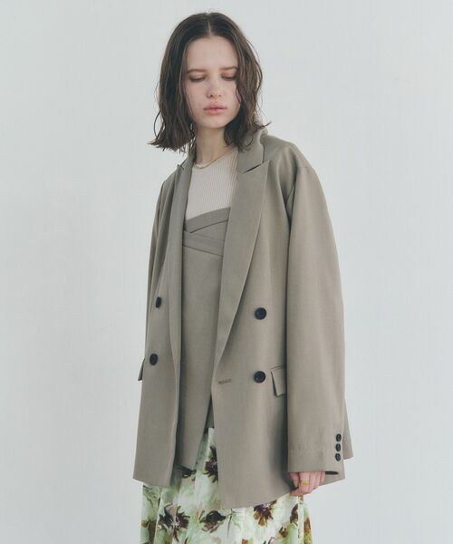 YECCA VECCA（イェッカヴェッカ）の「ロングテーラードジャケット（テーラードジャケット・レディース・ネイビー/ピンク/グレイッシュベージュ・FREE）」の18枚目の写真