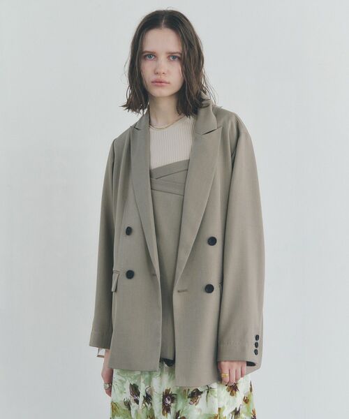 YECCA VECCA（イェッカヴェッカ）の「ロングテーラードジャケット（テーラードジャケット・レディース・ネイビー/ピンク/グレイッシュベージュ・FREE）」の19枚目の写真