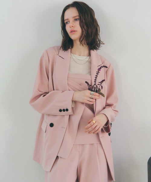 YECCA VECCA（イェッカヴェッカ）の「ロングテーラードジャケット（テーラードジャケット・レディース・ネイビー/ピンク/グレイッシュベージュ・FREE）」の3枚目の写真