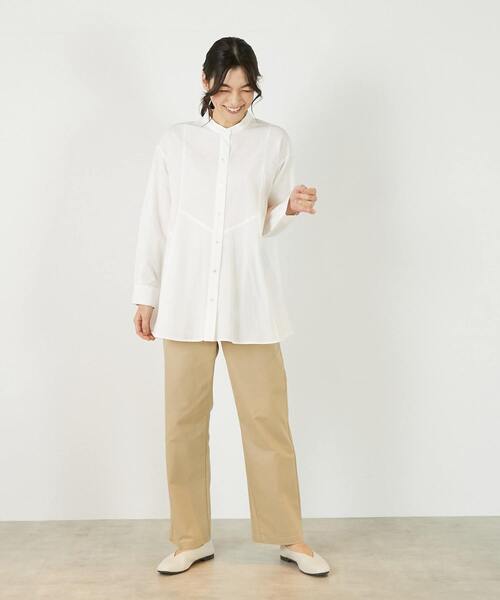 MELROSE claire(メルローズ クレール)の「【バンドカラー切替フレアシャツチュニック】(シャツ/ブラウス・レディース・オフホワイト/サックスブルー/ブラック・FREE)」の18枚目の写真