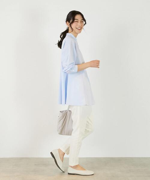 MELROSE claire(メルローズ クレール)の「【バンドカラー切替フレアシャツチュニック】(シャツ/ブラウス・レディース・オフホワイト/サックスブルー/ブラック・FREE)」の7枚目の写真