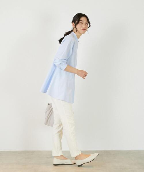 MELROSE claire(メルローズ クレール)の「【バンドカラー切替フレアシャツチュニック】(シャツ/ブラウス・レディース・オフホワイト/サックスブルー/ブラック・FREE)」の8枚目の写真
