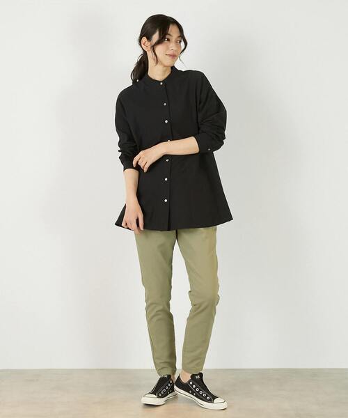 MELROSE claire(メルローズ クレール)の「【バンドカラー切替フレアシャツチュニック】(シャツ/ブラウス・レディース・オフホワイト/サックスブルー/ブラック・FREE)」の9枚目の写真