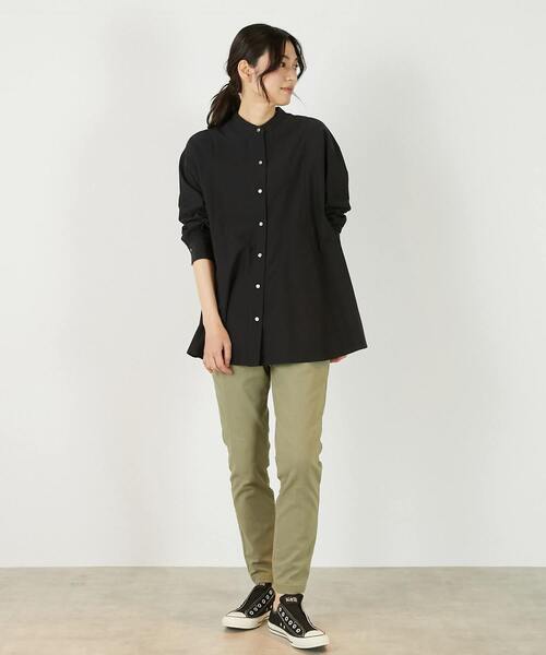 MELROSE claire(メルローズ クレール)の「【バンドカラー切替フレアシャツチュニック】(シャツ/ブラウス・レディース・オフホワイト/サックスブルー/ブラック・FREE)」の16枚目の写真