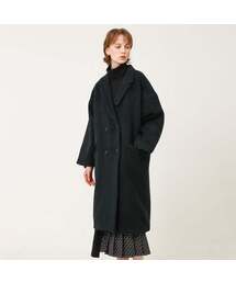 WunderGeist（ワンダーガイスト）の「オーバーサイズウールダブルフェイスアシンメトリーカットラペルロングコート北青色（チェスターコート）」