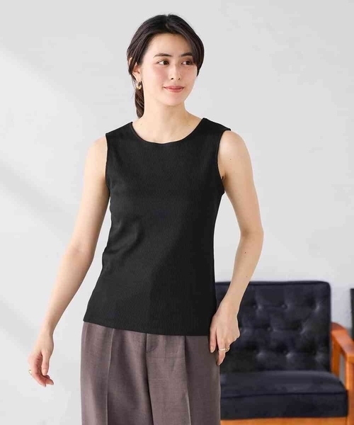 a.v.v(アーヴェヴェ)の「ベーシックテレコタンクトップ(タンクトップ・レディース・ホワイト/ブラウン/ブラック・40/38/36)」の3枚目の写真