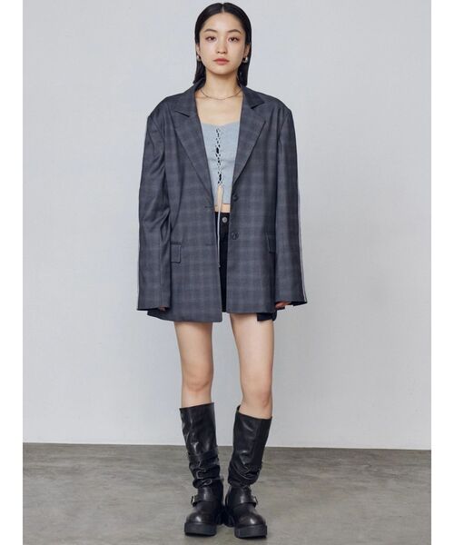 EMODA（エモダ）の「ダブルラインスリーブオーバージャケット（テーラードジャケット・レディース・グレー/ベージュ・FREE）」の10枚目の写真