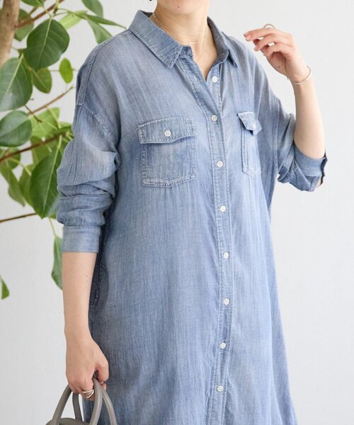 BEARDSLEY（ビアズリー）の「シフォンデニムシャツワンピース（ワンピース・レディース・ブルー・FREE）」の9枚目の写真