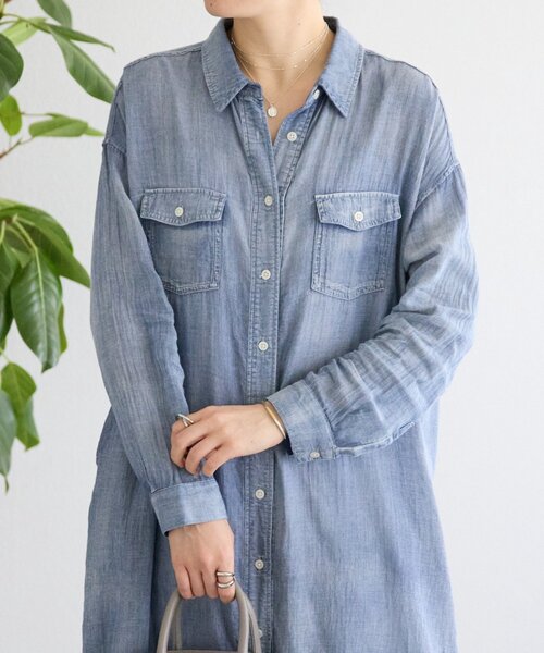BEARDSLEY（ビアズリー）の「シフォンデニムシャツワンピース（ワンピース・レディース・ブルー・FREE）」の15枚目の写真