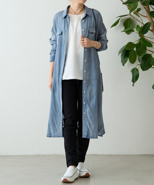 BEARDSLEY（ビアズリー）の「シフォンデニムシャツワンピース（ワンピース・レディース・ブルー・FREE）」の16枚目の写真