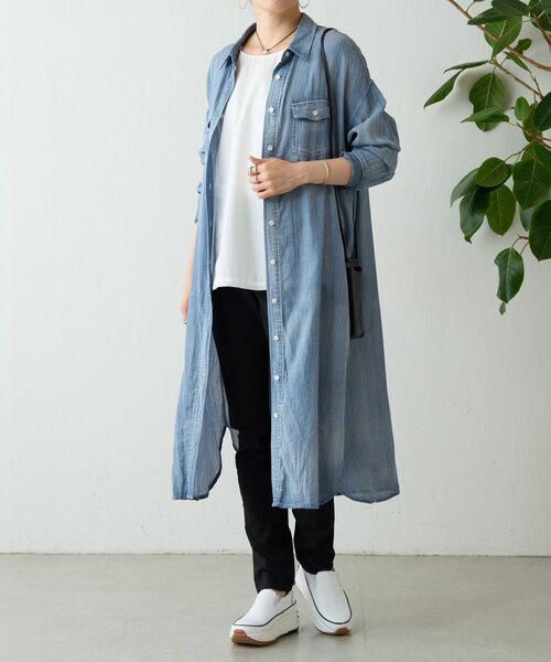 BEARDSLEY（ビアズリー）の「シフォンデニムシャツワンピース（ワンピース・レディース・ブルー・FREE）」の17枚目の写真