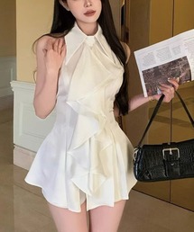 VQ（ブイキュー）の「＼胸元のフリル大人女子っぽ◎ワンホンコーデにオススメ／フリルノースリーブ ブラウス（シャツ/ブラウス）」