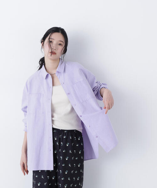 N.（N. Natural Beauty Basic）（エヌエヌナチュラルビューティーベーシック）の「刺繍オックスフォードシャツ（シャツ/ブラウス・レディース・ピンク/パープル/オフホワイト/ブルー・ﾌﾘ-）」の12枚目の写真