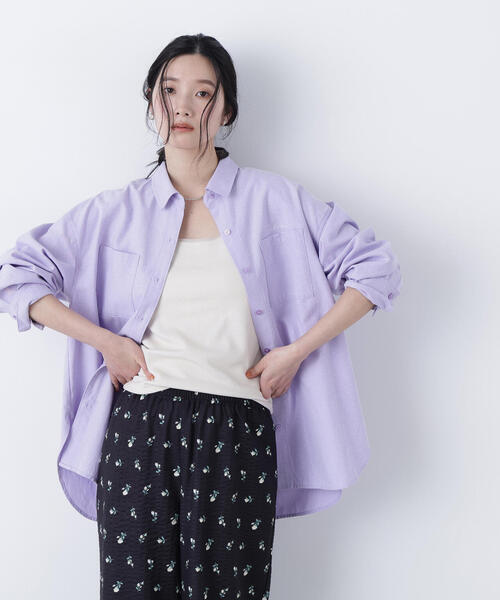 N.（N. Natural Beauty Basic）（エヌエヌナチュラルビューティーベーシック）の「刺繍オックスフォードシャツ（シャツ/ブラウス・レディース・ピンク/パープル/オフホワイト/ブルー・ﾌﾘ-）」の3枚目の写真