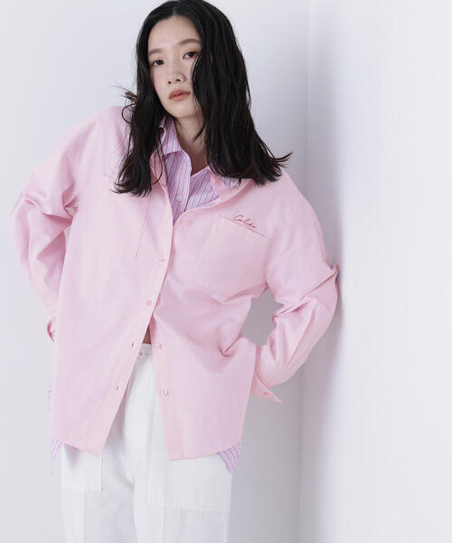 N.（N. Natural Beauty Basic）（エヌエヌナチュラルビューティーベーシック）の「刺繍オックスフォードシャツ（シャツ/ブラウス・レディース・ピンク/パープル/オフホワイト/ブルー・ﾌﾘ-）」の4枚目の写真