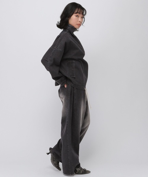 ALAND（エーランド）の「セットアップ着用可能【UNISEX】ALAND／デニムアノラックジャケット（デニムジャケット・レディース・ブラック/ブルー・LARGE/SMALL）」の10枚目の写真