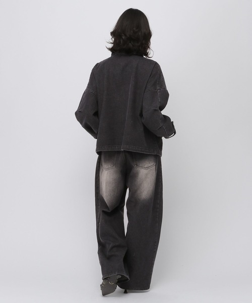 ALAND（エーランド）の「セットアップ着用可能【UNISEX】ALAND／デニムアノラックジャケット（デニムジャケット・レディース・ブラック/ブルー・LARGE/SMALL）」の11枚目の写真