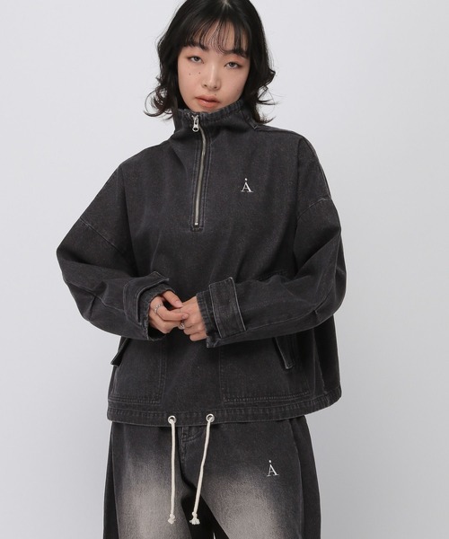 ALAND（エーランド）の「セットアップ着用可能【UNISEX】ALAND／デニムアノラックジャケット（デニムジャケット・レディース・ブラック/ブルー・LARGE/SMALL）」の13枚目の写真