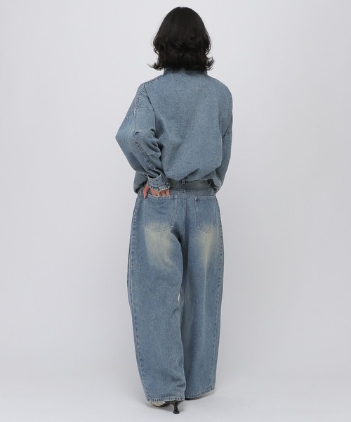 ALAND（エーランド）の「セットアップ着用可能【UNISEX】ALAND／デニムアノラックジャケット（デニムジャケット・レディース・ブラック/ブルー・LARGE/SMALL）」の5枚目の写真