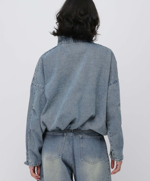 ALAND（エーランド）の「セットアップ着用可能【UNISEX】ALAND／デニムアノラックジャケット（デニムジャケット・レディース・ブラック/ブルー・LARGE/SMALL）」の8枚目の写真