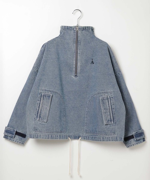 ALAND（エーランド）の「セットアップ着用可能【UNISEX】ALAND／デニムアノラックジャケット（デニムジャケット・レディース・ブラック/ブルー・LARGE/SMALL）」の15枚目の写真