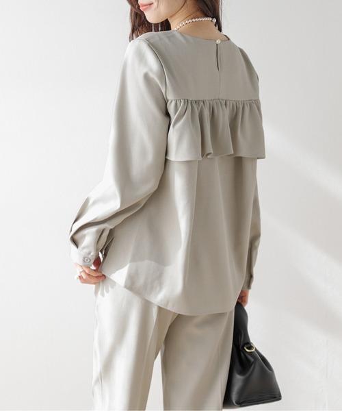 セール】バックフリルブラウス&パンツ セットアップ（セットアップ